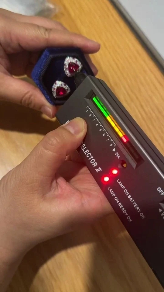 3ct Trillion  Ruby Stud 15mm Earrings 14k White Gold-Plated Solid Silver - Image 2 of 3