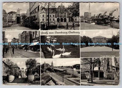 L340825 Gruss aus Hamburg Harburg Rathaus Hafen Ernst Herold Mehrfachansicht
