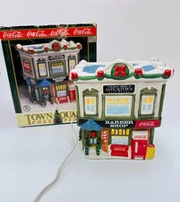 Coca Cola Town Square Collection Lighted Barber Shop & Antiques 1996