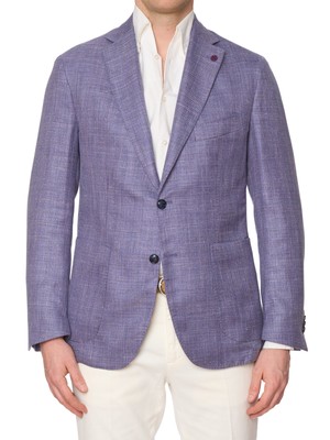 SARTORIA PARTENOPEA Violet Hopsack Wool-Silk-Linen Blazer Jacket EU 50 NEW US 40
