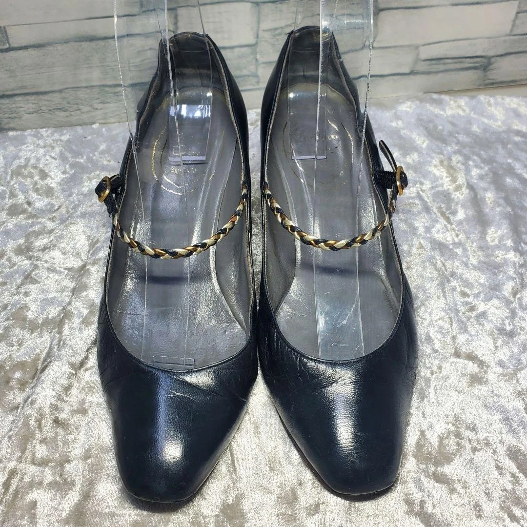 Escarpins Christian Dior en cuir noir avec bretelles 5 intre OCCASION du Japon