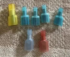 Electrical Connectors, 7 Insulated Male Spade Lugs, Two Extra Insulators
