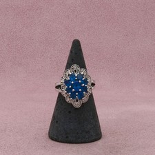 sterling silver blue cz flower ring size 5.75