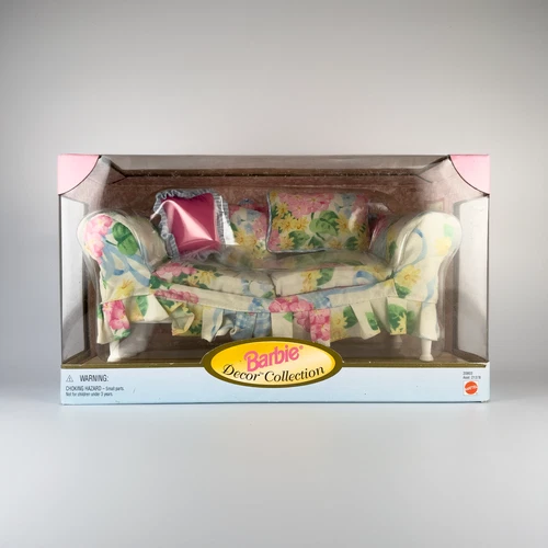 1998 Barbie Decor Collection Couch Floral Sofa Living Room Set
