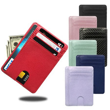 For Men Leather Wallet RFID Blocking Credit Card Holder ID Window Front Pocket
