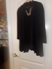 Susan Graver Black V-Neck Liquid Knit 2 piece set. Tank Matching Cardigan