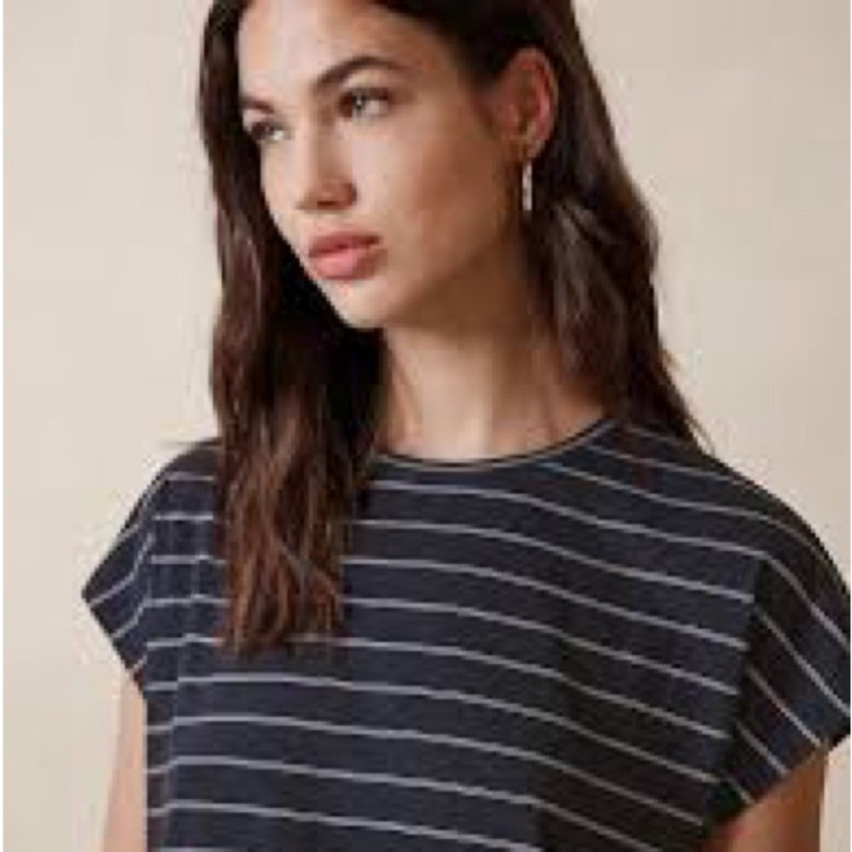 Banana Republic Factory Navy White Striped Dolman Sleeve T Shirt Coastal Medium View 2
