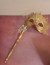 Hand Made Venetian Handled Masquerade Mask-Signed, Stamped w/Tags