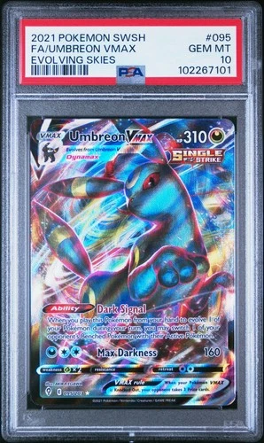 2021 POKEMON SWORD & SHIELD EVOLVING SKIES #095 FULL ART/UMBREON VMAX PSA 10