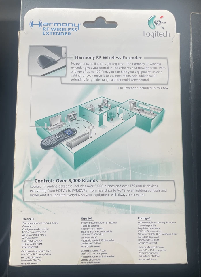 Logitech Harmony Remote RF Wireless Extender 915-000044 NOS - Image 2 of 4