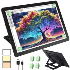 Rechargeable A4 LED Light Pad with Built-in Stand, Magnetic Tracing Light Box...