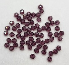 24pc Swarovski Crystal Amethyst 4mm Geometric Round 5004 Beads; Vintage; Purple