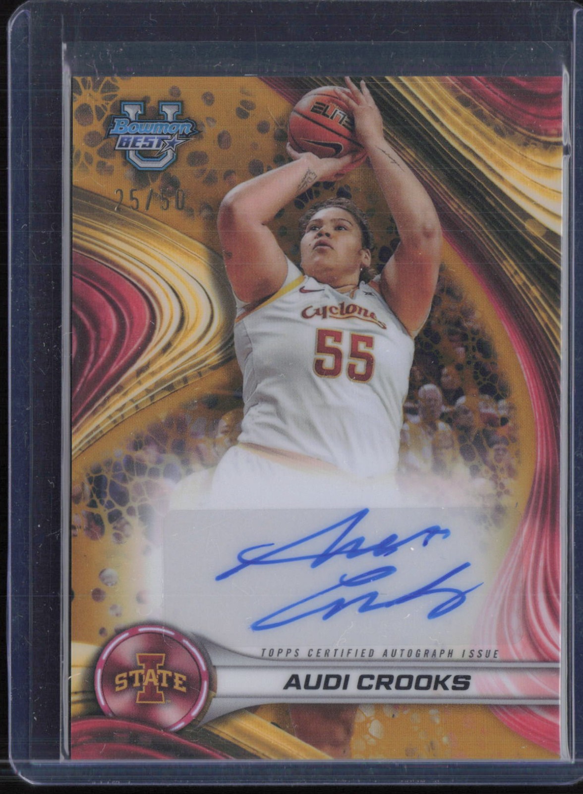 2024 Bowman Chrome U Best Gold Refractor Audi Crooks 25/50 Auto Autograph