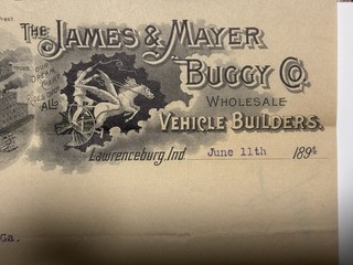 1894 The James And Mayer Buggy Co. Wholesale Vehicle Builders Correspondence.