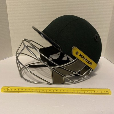 Masuri Cricket Helmet Adjustable Large Full Face Strap Yellow Black Preowned