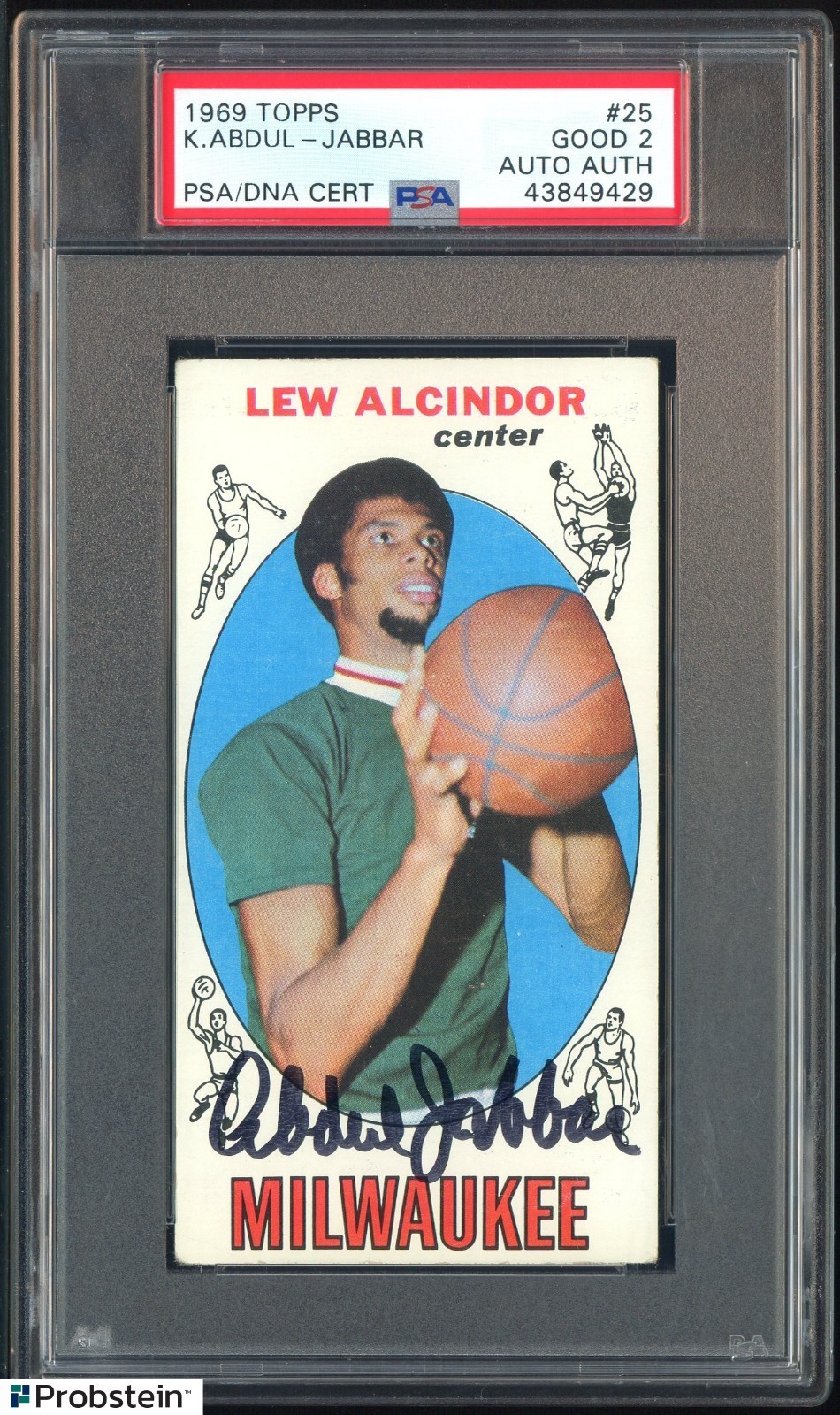 1969-70 Topps Basketball #25 Kareem Abdul-Jabbar RC HOF PSA 2 PSA/DNA AUTO