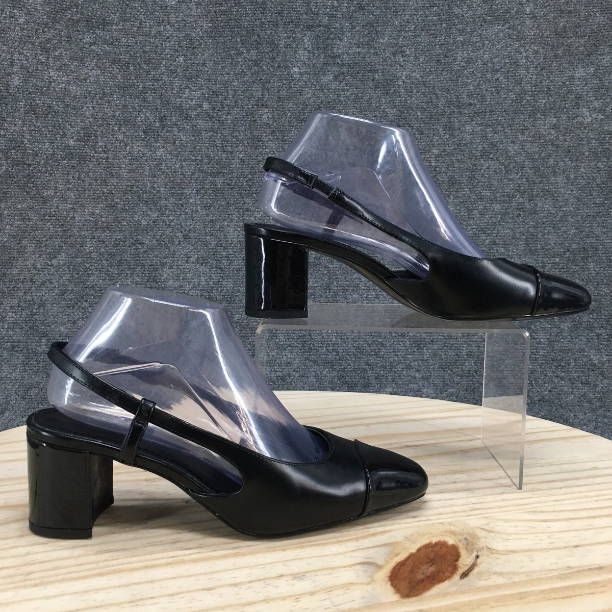 H&M Heels Womens 38 Cap Toe Dress Slingback Pumps Block Heels Black Faux Leather | eBay H&M Heels Womens 38 Cap Toe Dress Slingback Pumps Block Heels Black Faux Leather | eBay