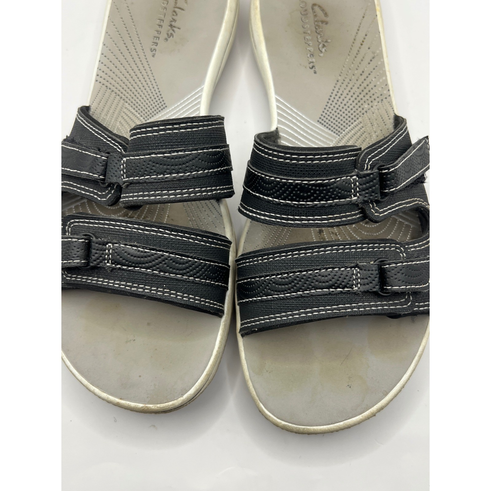 Clarks Cloudsteppers Black Adjustable Strap Slide… - image 9