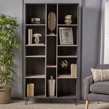 Multi-purpose cabinet with shelves and metal legs