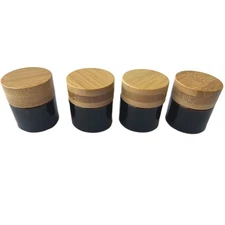 BEECO GIF2U Empty Refillable Glass Cosmetic Jar 4 Pack 10g/0.33oz with Bamboo Li