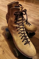 Vintage Sure-Grip Jogger Suede Roller Skates Sz 8 Women Sims Rink Snake Wheels