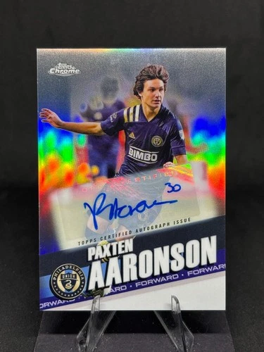 Paxten Aaronsen 2022 Topps Chrome MLS Refractor Auto #14 Philadelphia Union