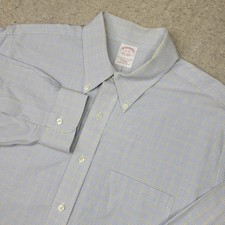 Brooks Brothers Non Iron Shirt Mens 17-33 Blue Plaid Long Sleeve Button Down