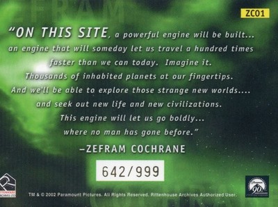 Star Trek Enterprise Enterprise Zefram Cochrane Card ZC01 642/999