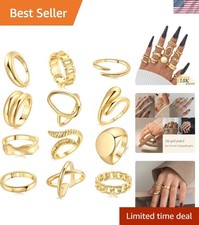 Chic 12PCS Gold Plated Stackable Rings Set - Versatile Styles for Any Occasion