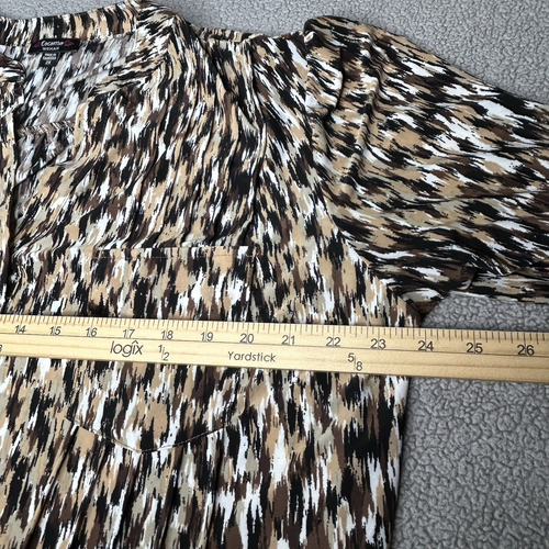 Cocomo Top Womens 2X Black Animal Pintuck Pleat Popover Office Business Casual - Picture 7 of 12