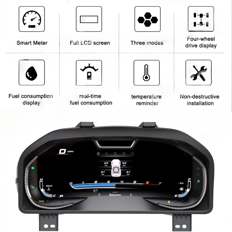 Painel LCD de carro medidor de painel digital cluster para Dodge Ram 1500 2500 3500 2013+ - Imagem 4 de 4