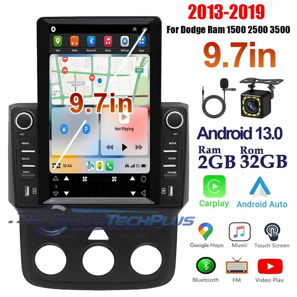 Android 13 Carplay Car Radio Stereo GPS For 2013-2018 Dodge Ram 1500 2500 3500 Foto 2 de 4