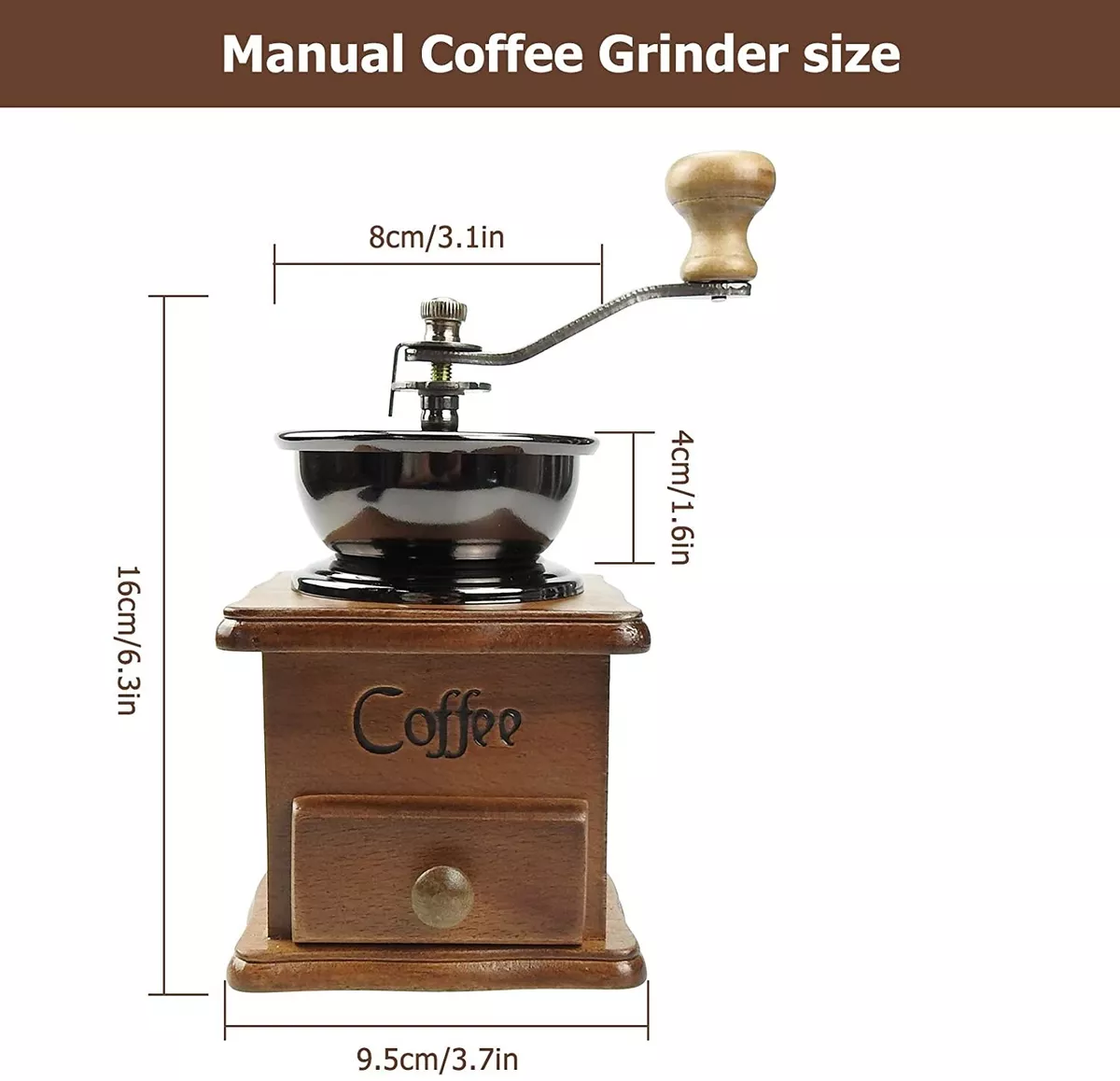 Wooden Coffee Grinder, Vintage Style, Manual Coffee Grinder, Retro