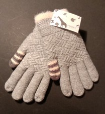 Fenely Girl's Winter Warm Touch Screen Gloves Thermal Cable Knit Wool Fleece
