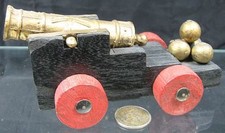 Vintage 1930's Cast Pot Metal Wood Cannon Mid-Evil Look
