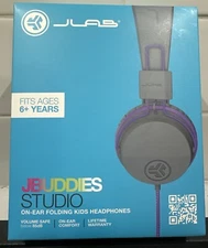 JLAB Headphone Kids 6y/o+ JBuddies On-Ear Wired 3.5mm Jack, Purple, Volume Safe