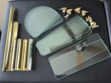 10 Premium Heavy Duty Tempered 1/4" Glass Floating Shelves w/Brass Wall Mounts