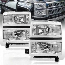 For 14-15 Chevy Silverado 1500 Pickup Chrome Clear Headlights Lamps Left & Right