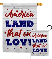 Land We Love Garden Flag Americana Star and Stripes Decorative Yard House Banner