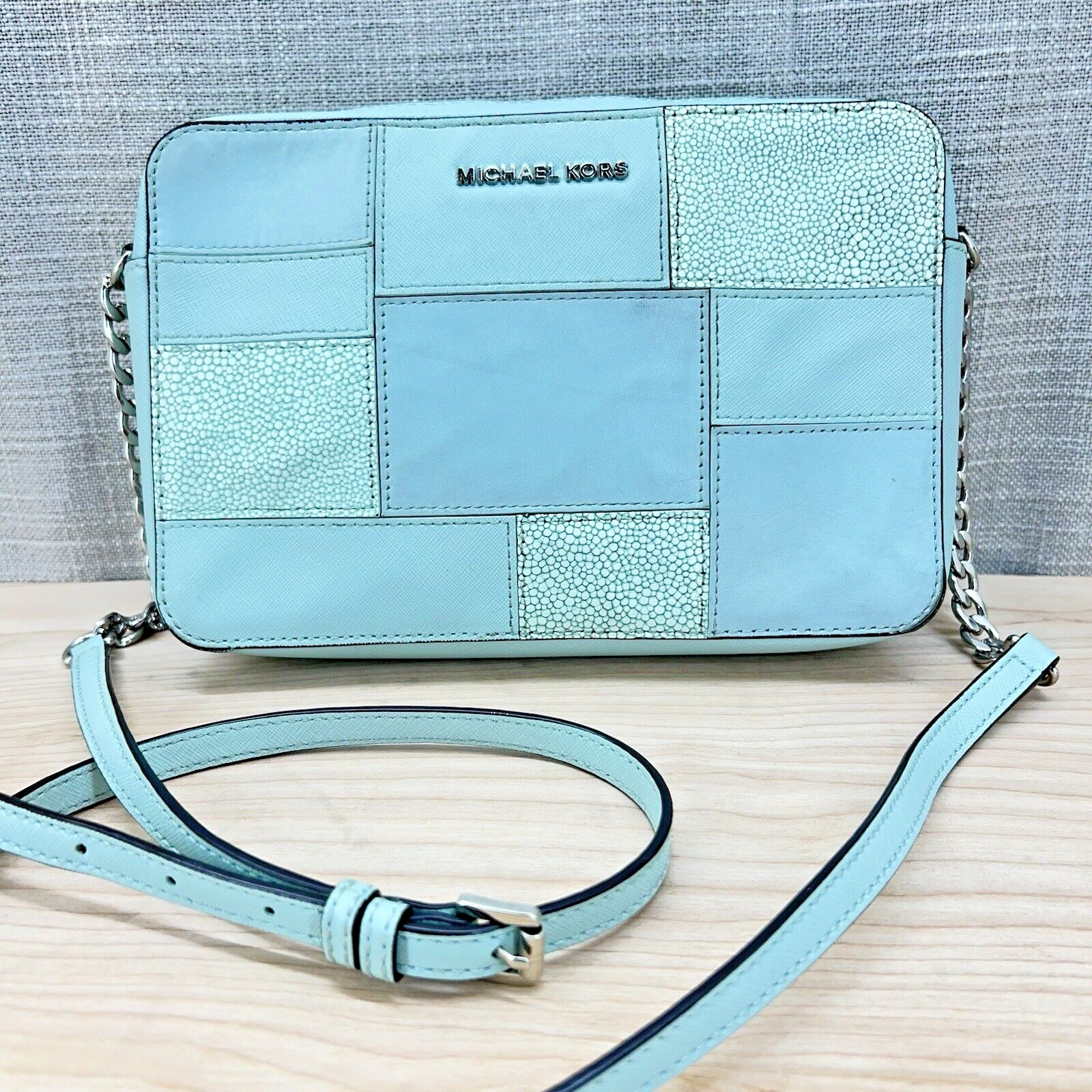 Michael Kors Patchwork Leather Seafoam Crossbody … - image 3