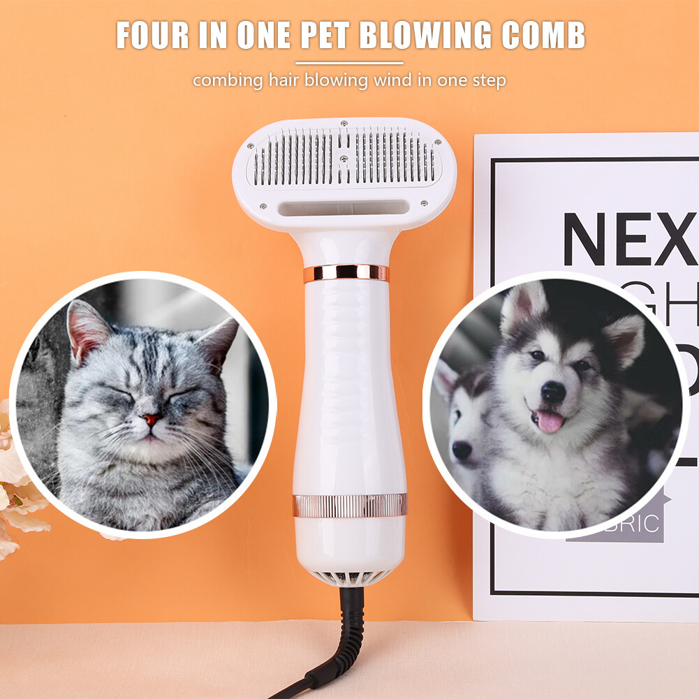 4 in 1 Dog Hair Dryer Comb DustProof Pet Blow Dryer Comb Dog Cat Brush