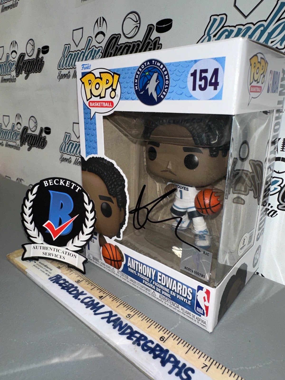 ANTHONY EDWARDS 154 SIGNED AUTOGRAPHED NBA BASKETBALL FUNKO POP-BECKETT BAS COA 