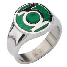 DC Comics Official Green Lantern Symbol Stainless Steel Ring - Chrome Finish