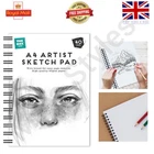 A4 ARTIST SKETCH PAD WHITE PREMIUM CARTRIDGE 90gsm PAPER SPIRAL BOOK DRAWING UK