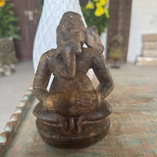 Old Vintage Collectible Stone Carved Lord Ganesha Statue 5" Decorative Figurine - Picture 2 of 9