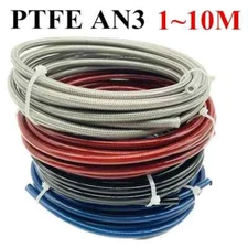 1-10M 3AN AN3 ID:1/8" PVC Stainless Steel Braided PTFE Fuel Hose Oil Brake Line
