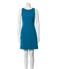 THEORY Bateau Neckline Mini Blue Partial Backless Lined Wool Dress Size 0