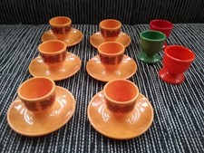 9 EMSA Eierbecher darunter Set mit 6 x Orange - Plastik 70er Vintage