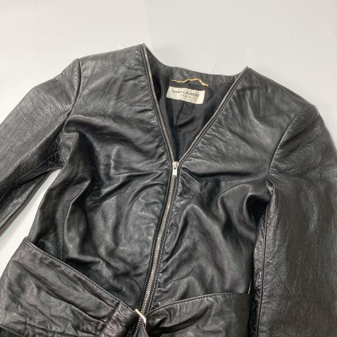 Abito SAINT LAURENT PARIS in pelle con zip pezzo unico taglia F34 donna