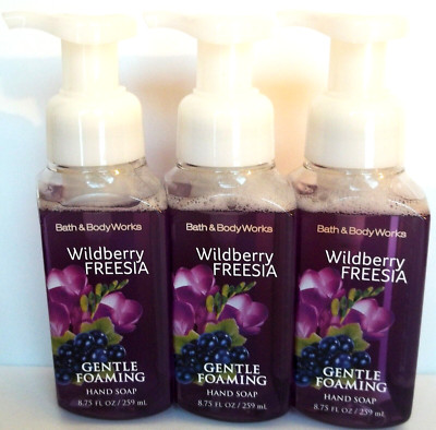 Bath Body Works WILDBERRY FREESIA Gentle Foaming Hand Soap, NEW, x 3
